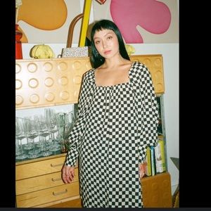 Wray black checkered birdie dress small
